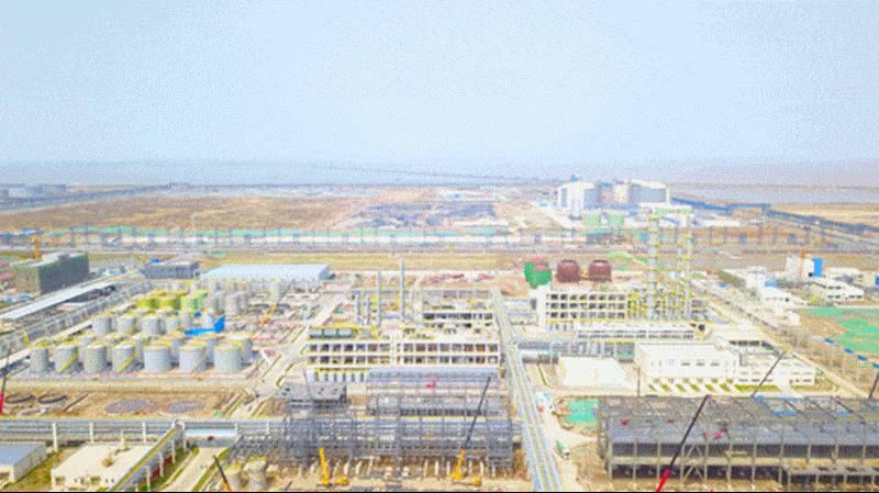 巨無霸 產品分離塔一次整體吊裝成功